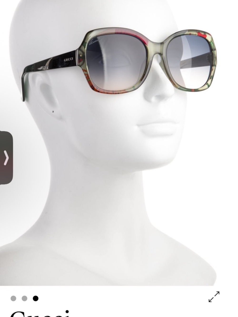 Gucci Green Floral Acetate Oversized Sunglasses with Gradient Lenses